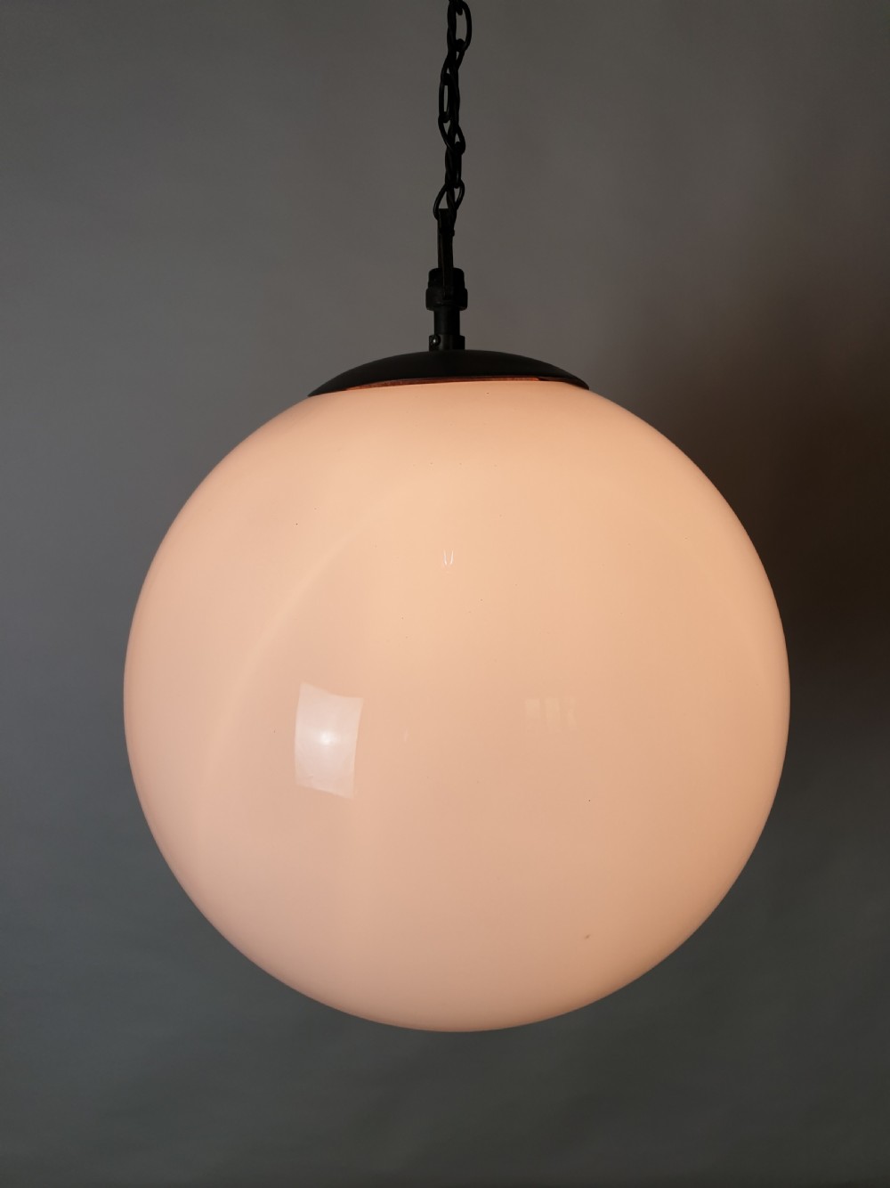 Large 1930s Globe White Ceiling Light, Rewired  View VI