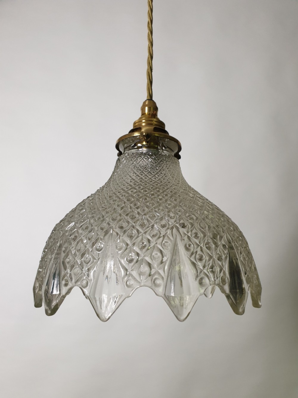 c1920 Glass Pendant Ceiling Light, Rewired 
