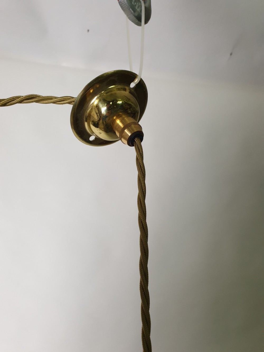 c1920 Glass Pendant Ceiling Light, Rewired  View II