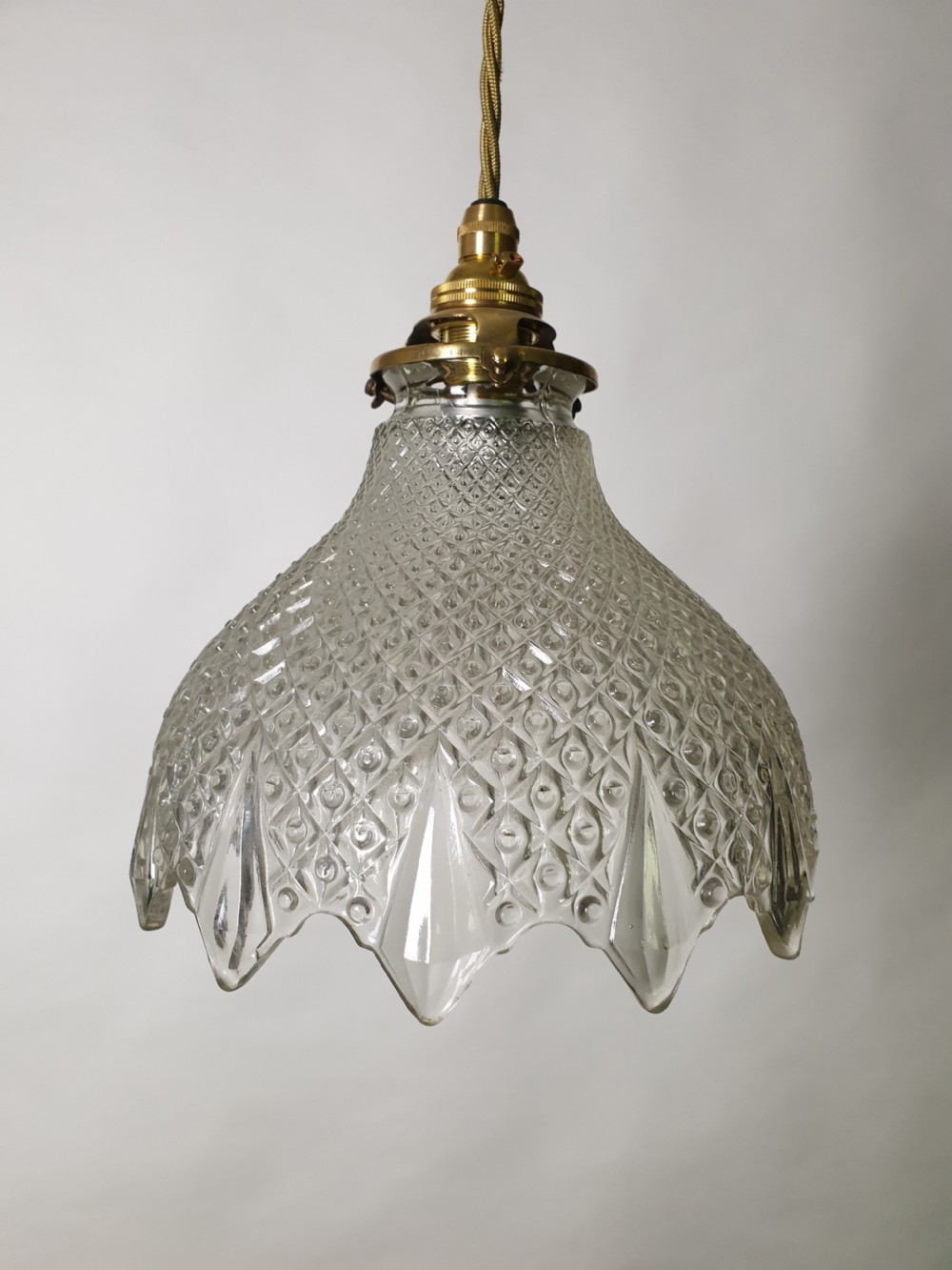 c1920 Glass Pendant Ceiling Light, Rewired  View III