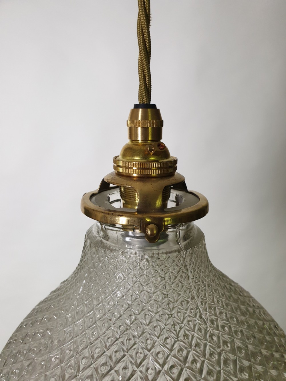c1920 Glass Pendant Ceiling Light, Rewired  View IV