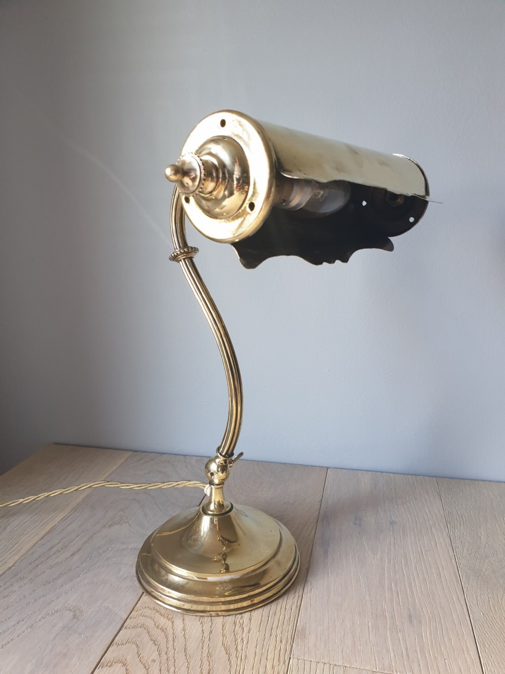 Quality French Brass Piano Desk Lamp, Rewired and PAT tested  View III