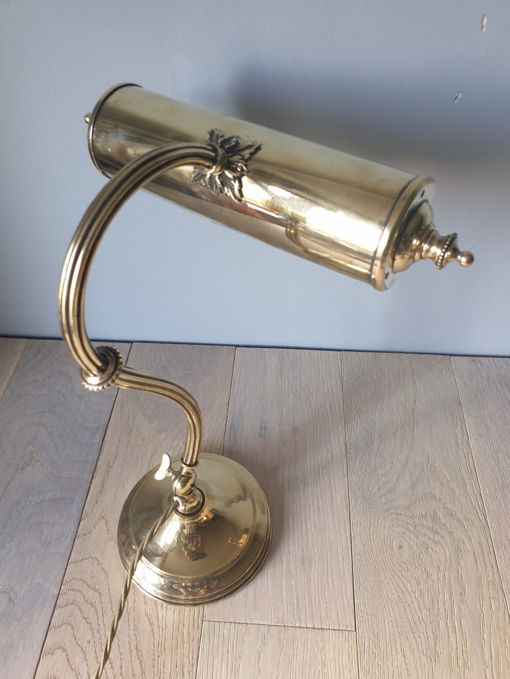 Quality French Brass Piano Desk Lamp, Rewired and PAT tested  View IV