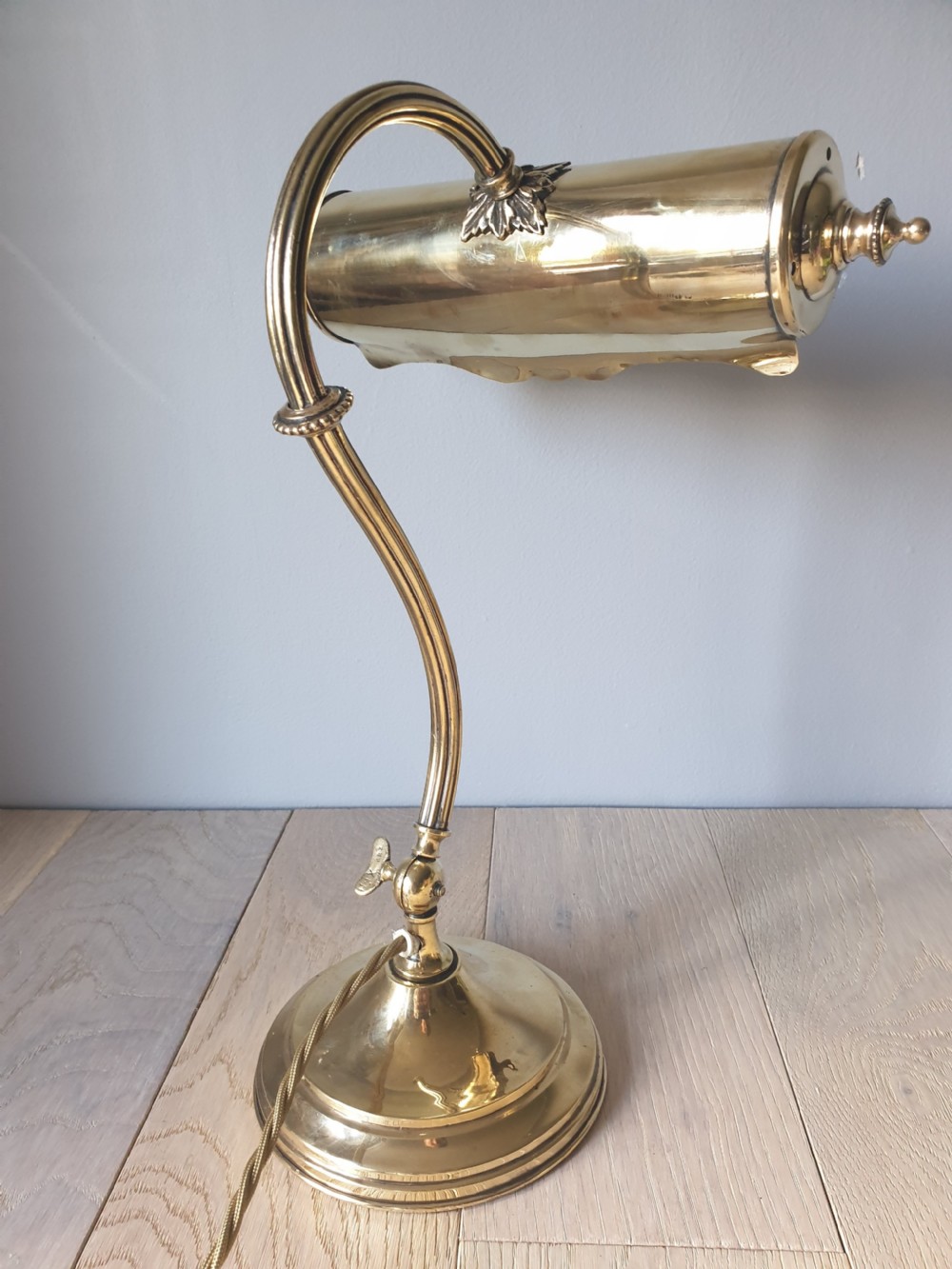 Quality French Brass Piano Desk Lamp, Rewired and PAT tested  View V