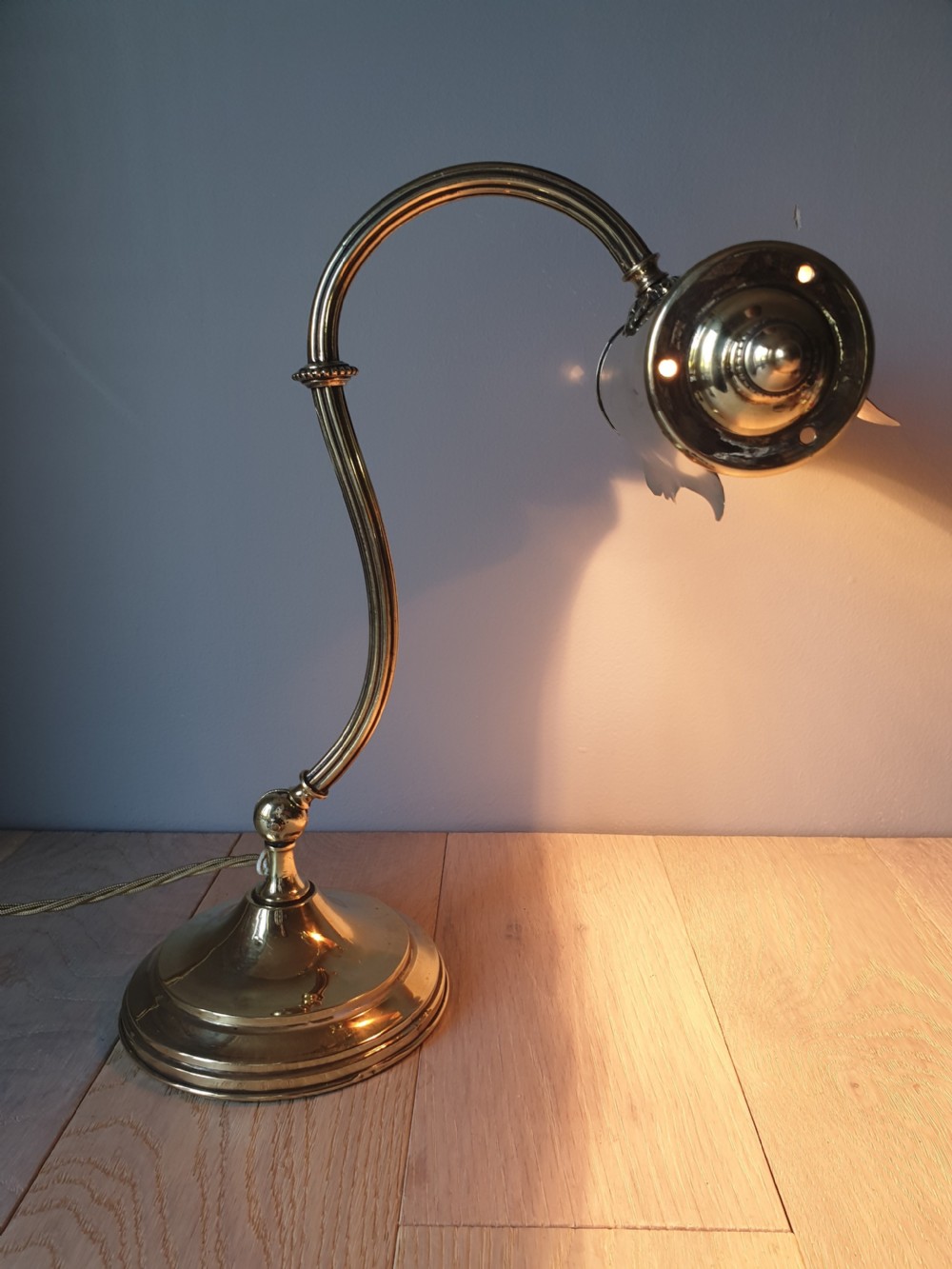 Quality French Brass Piano Desk Lamp, Rewired and PAT tested  View VII