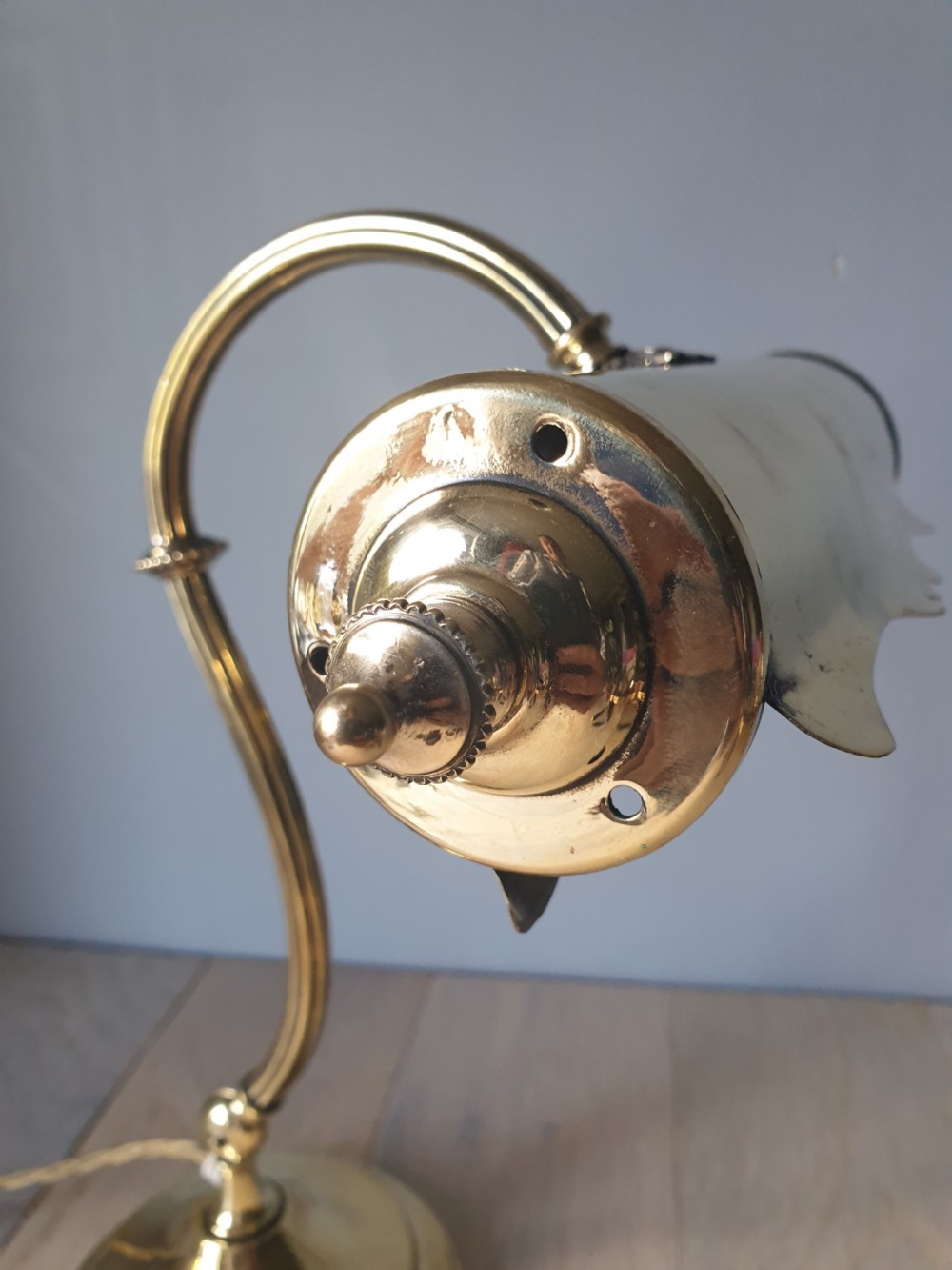 Quality French Brass Piano Desk Lamp, Rewired and PAT tested  View XI