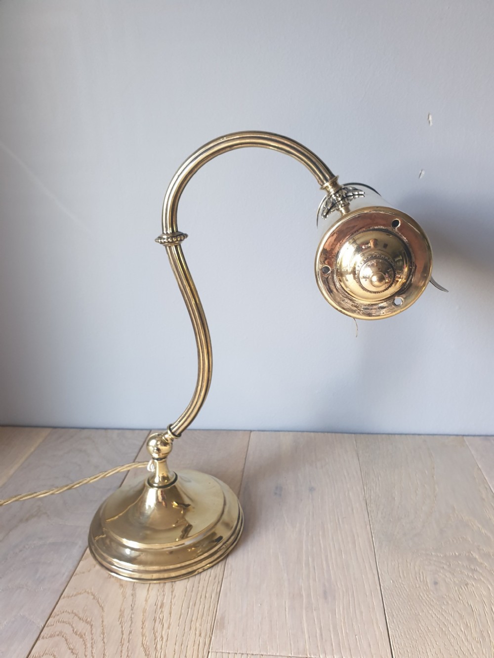 Quality French Brass Piano Desk Lamp, Rewired and PAT tested  View XIII