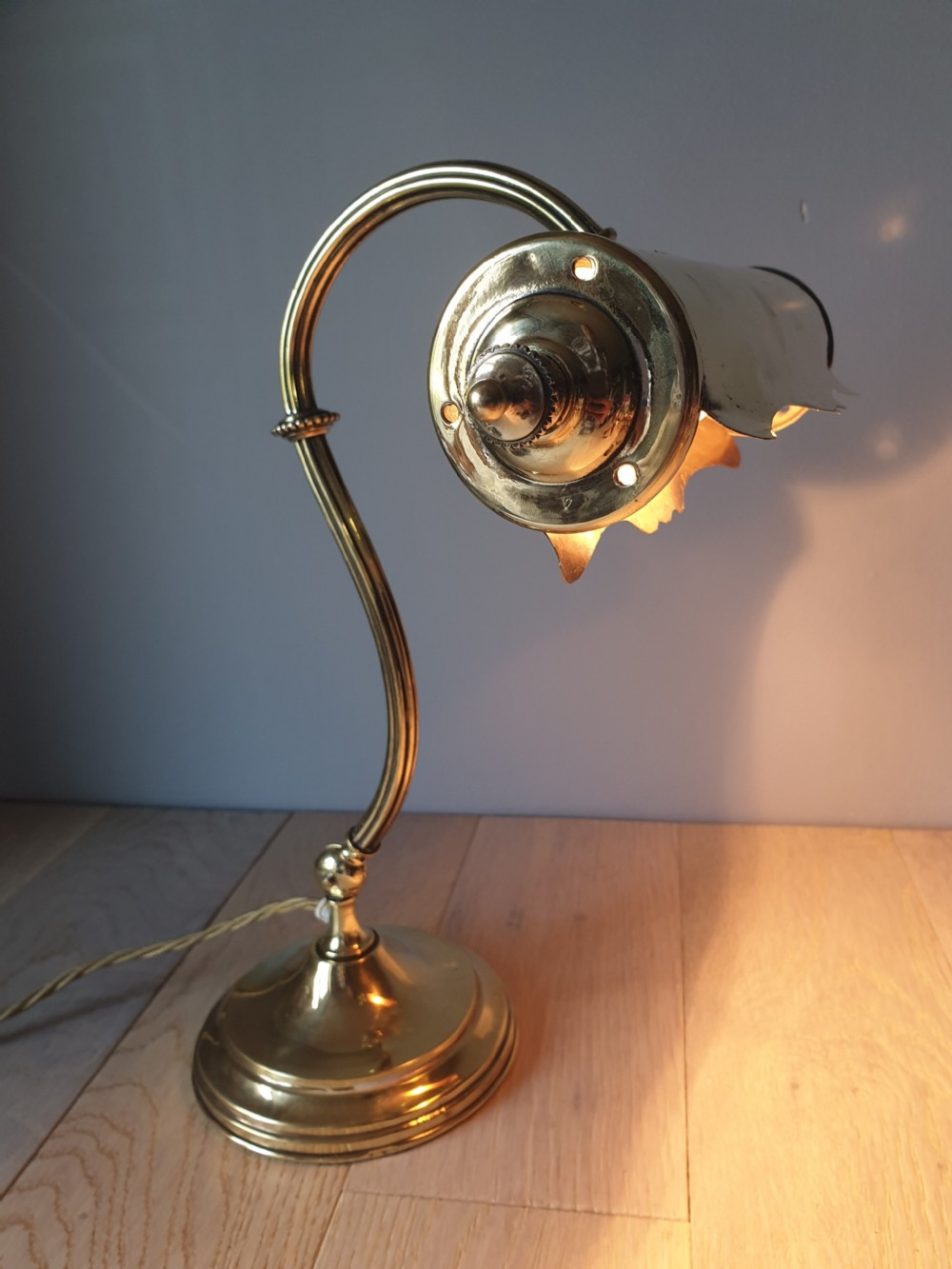 Quality French Brass Piano Desk Lamp, Rewired and PAT tested  View XIV