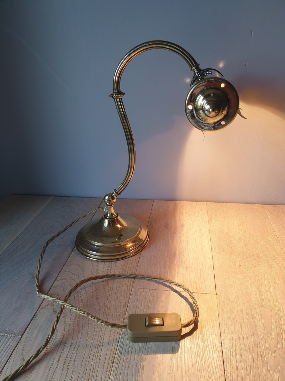 Quality French Brass Piano Desk Lamp, Rewired and PAT tested  View XV