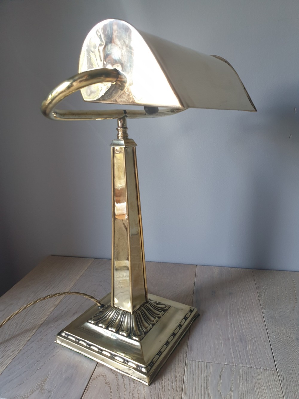 c1910 Brass Bankers Desk Lamp, Rewired and PAT tested 