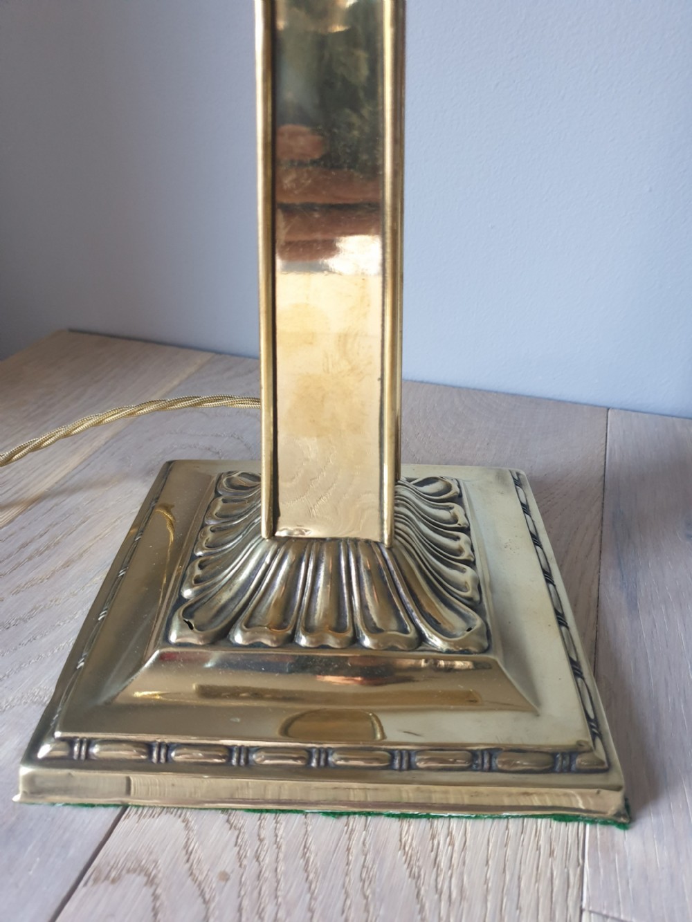 c1910 Brass Bankers Desk Lamp, Rewired and PAT tested  View IV