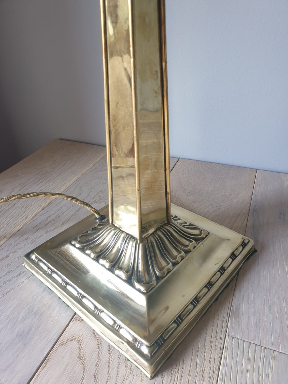 c1910 Brass Bankers Desk Lamp, Rewired and PAT tested  View VIII
