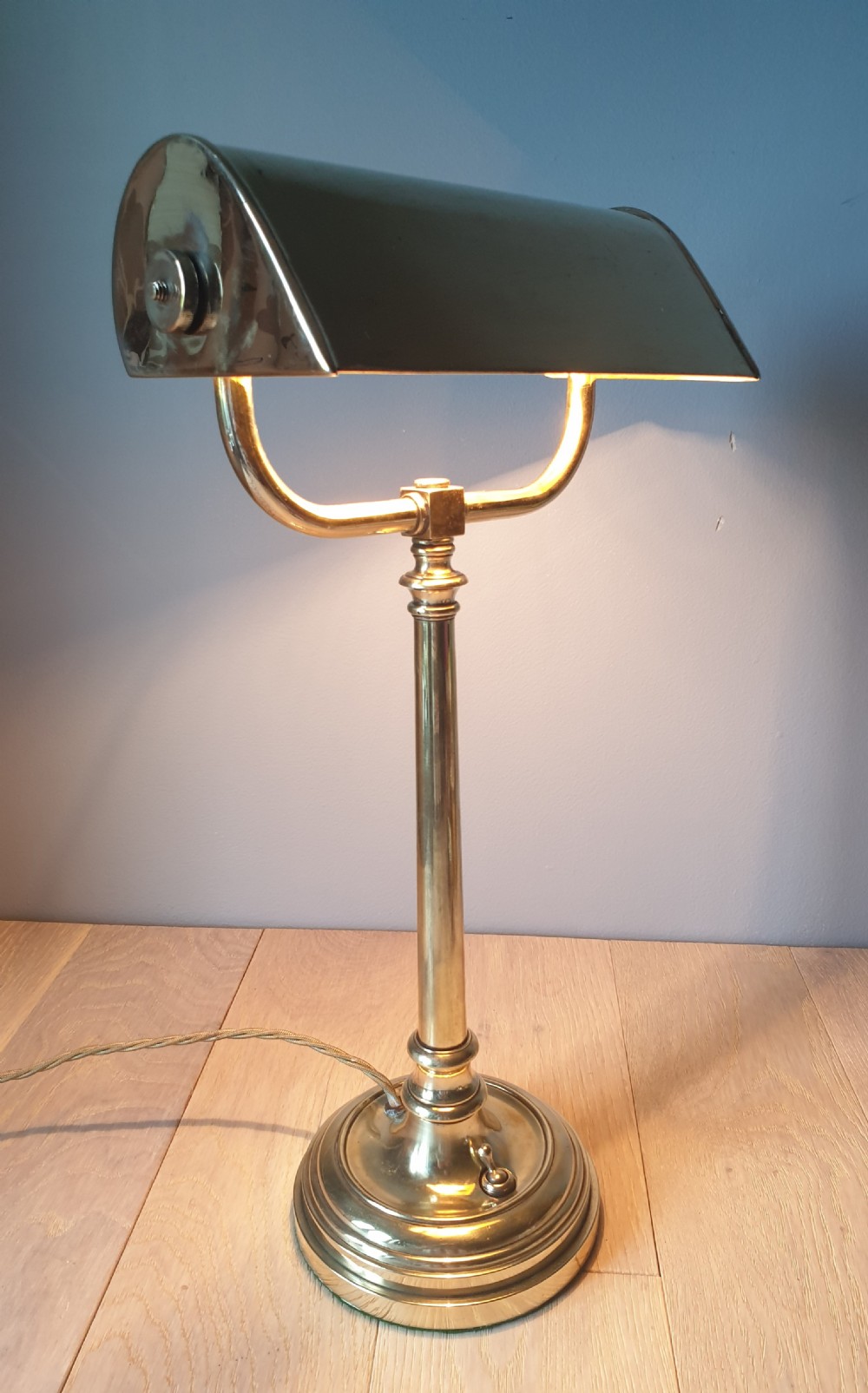 Edwardian Bankers Library Desk Lamp, Rewired and PAT tested  View V