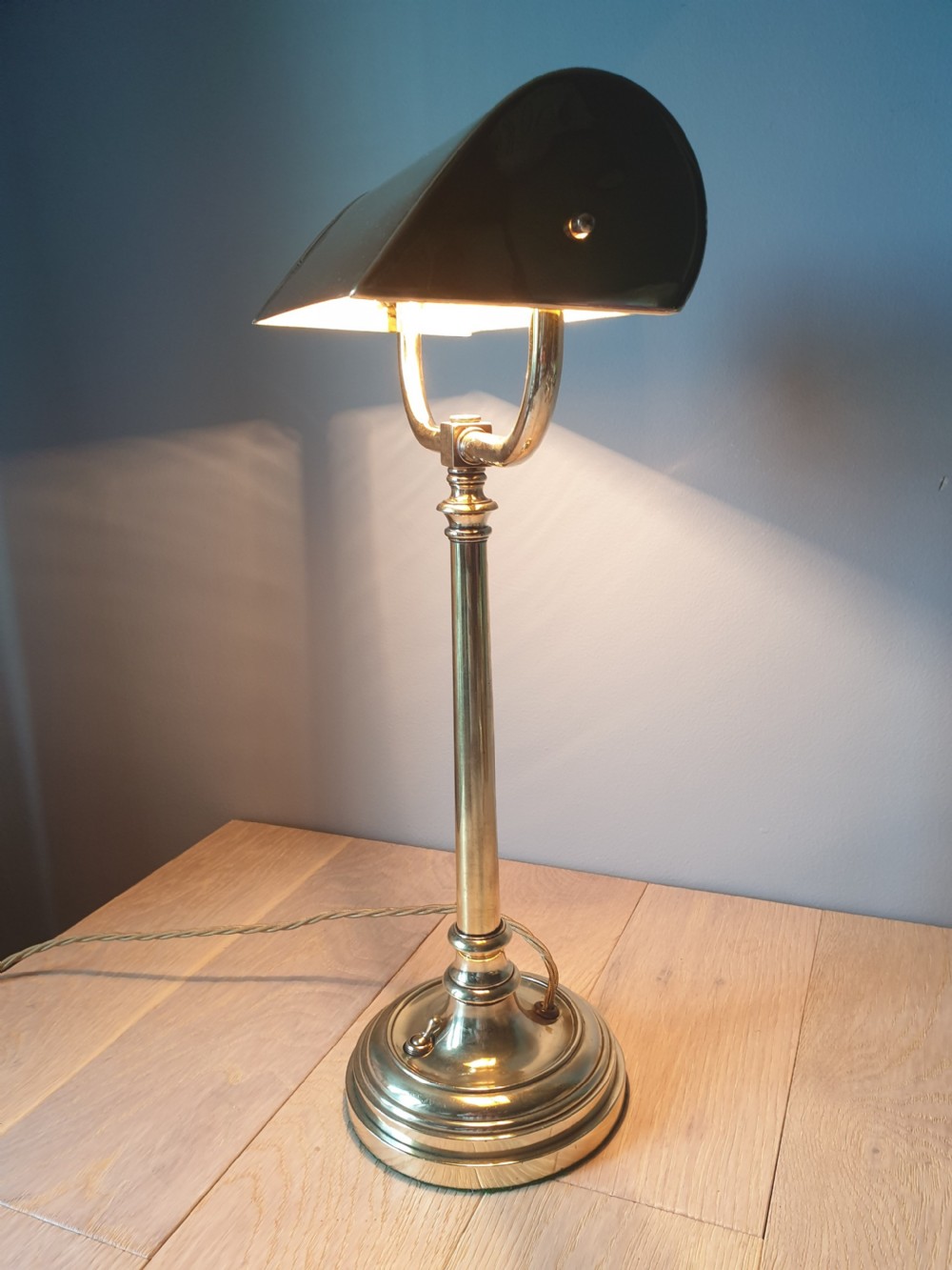 Edwardian Bankers Library Desk Lamp, Rewired and PAT tested  View VI