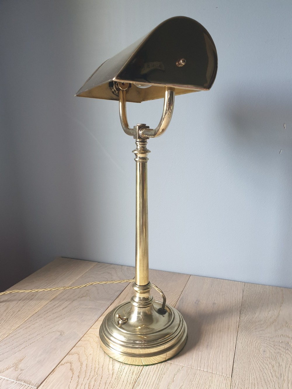 Edwardian Bankers Library Desk Lamp, Rewired and PAT tested  View VII