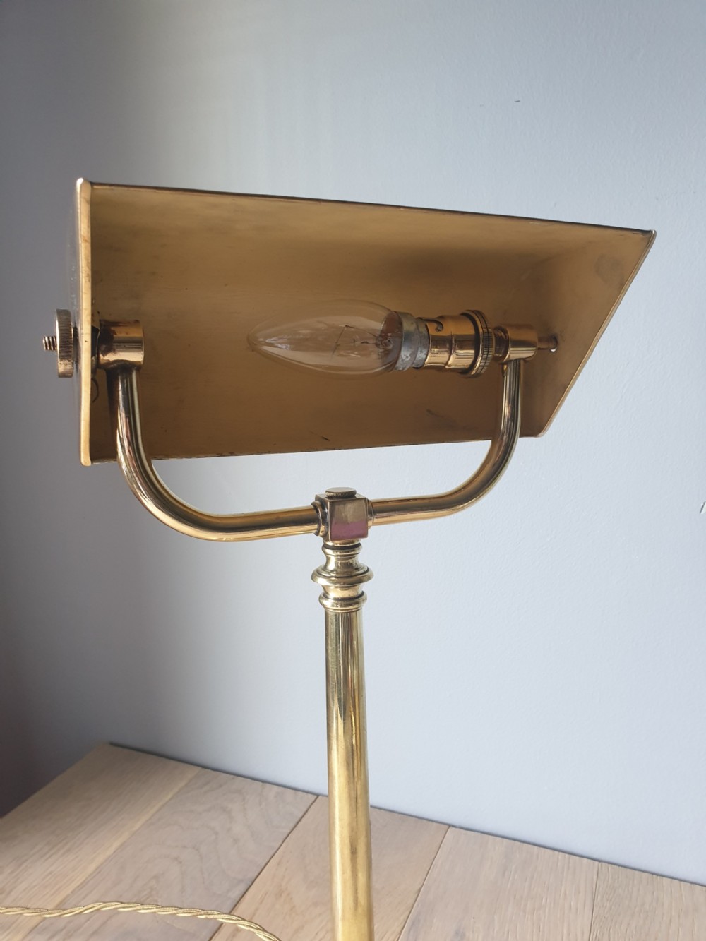 Edwardian Bankers Library Desk Lamp, Rewired and PAT tested  View X