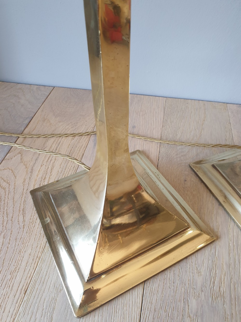 Pair of Revo Brass Table Lamps, Rewired and PAT tested  View II
