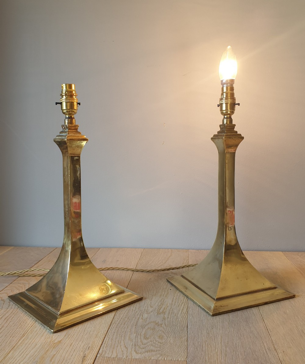 Pair of Revo Brass Table Lamps, Rewired and PAT tested  View IV
