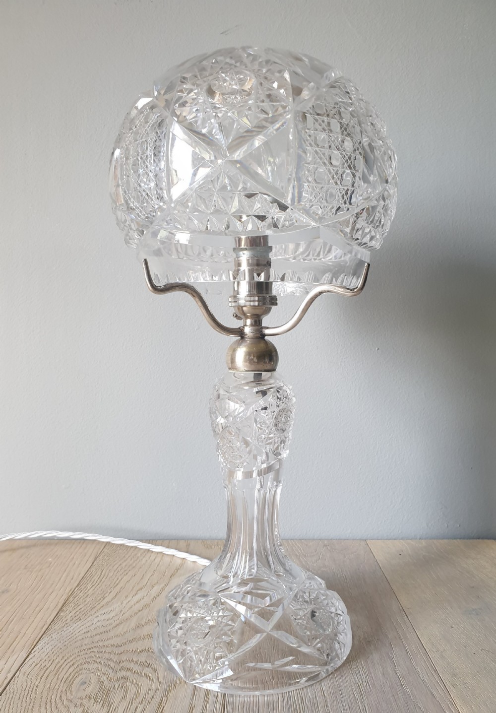 Cut Crystal Mushroom Tiffany Table Lamp, Rewired and PAT tested 