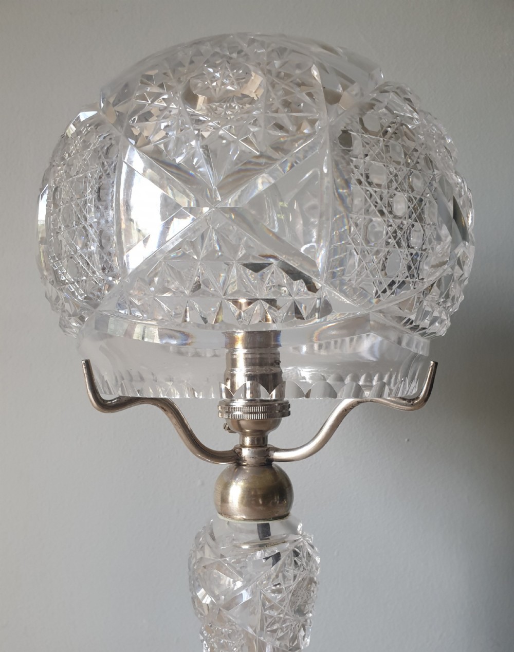 Cut Crystal Mushroom Tiffany Table Lamp, Rewired and PAT tested  View II