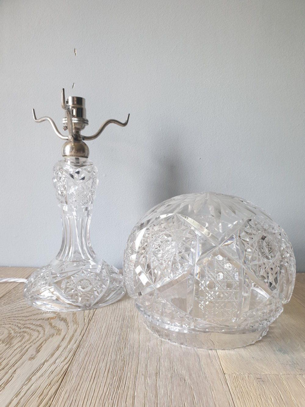 Cut Crystal Mushroom Tiffany Table Lamp, Rewired and PAT tested  View V
