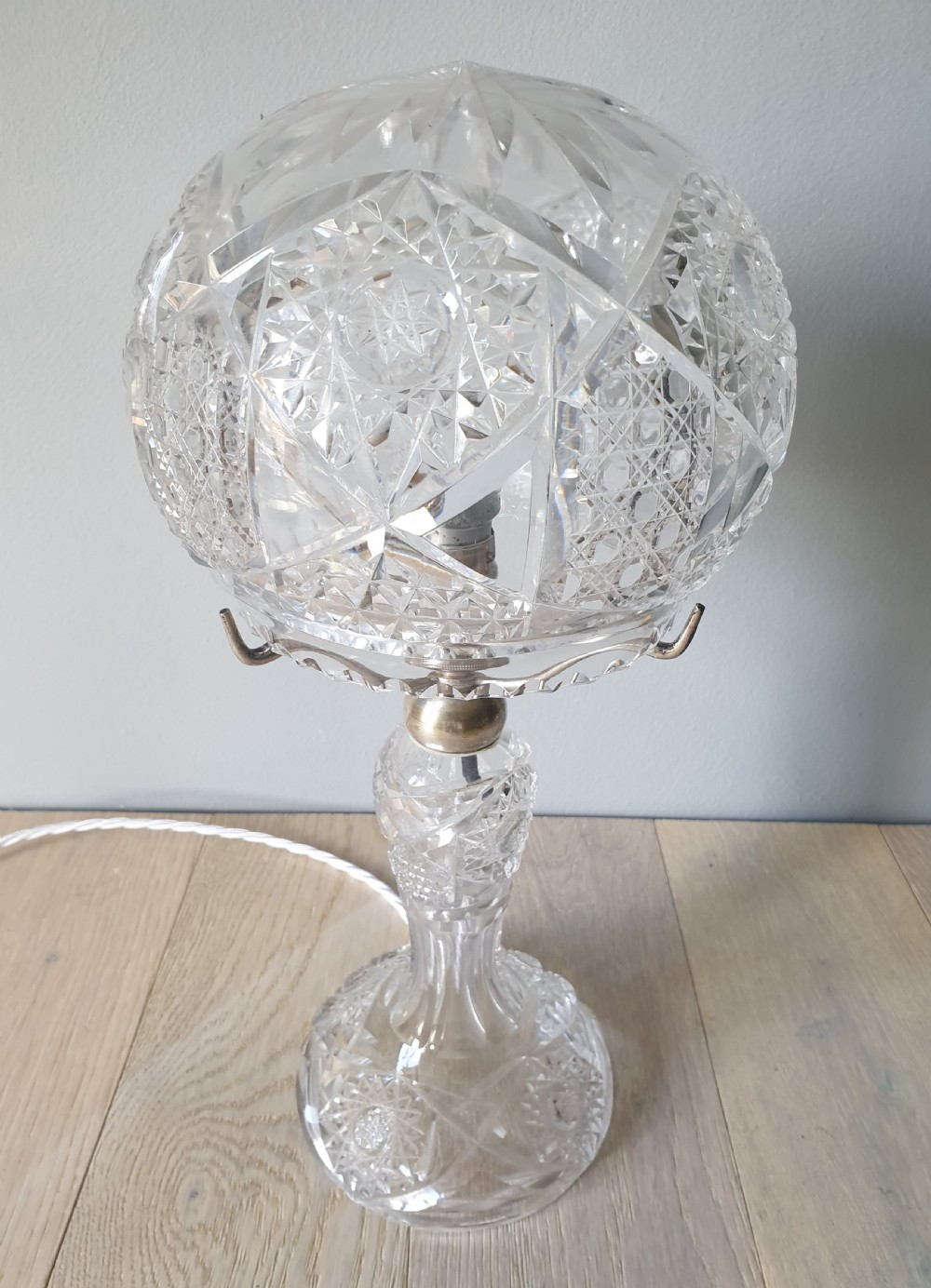 Cut Crystal Mushroom Tiffany Table Lamp, Rewired and PAT tested  View VI