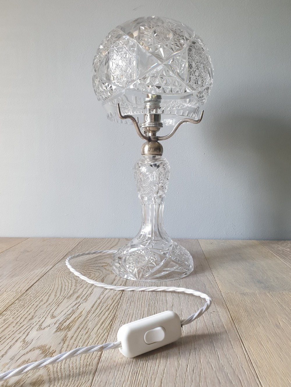 Cut Crystal Mushroom Tiffany Table Lamp, Rewired and PAT tested  View VII
