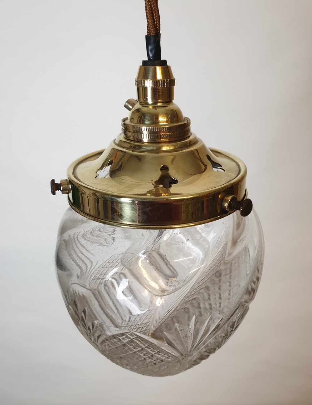 Small Cut Crystal Glass Ceiling Pendant Light, Rewired  View II
