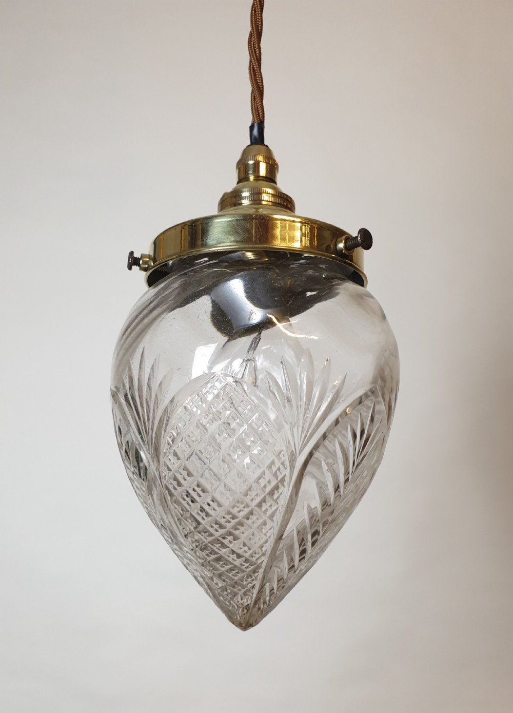 Small Cut Crystal Glass Ceiling Pendant Light, Rewired  View III