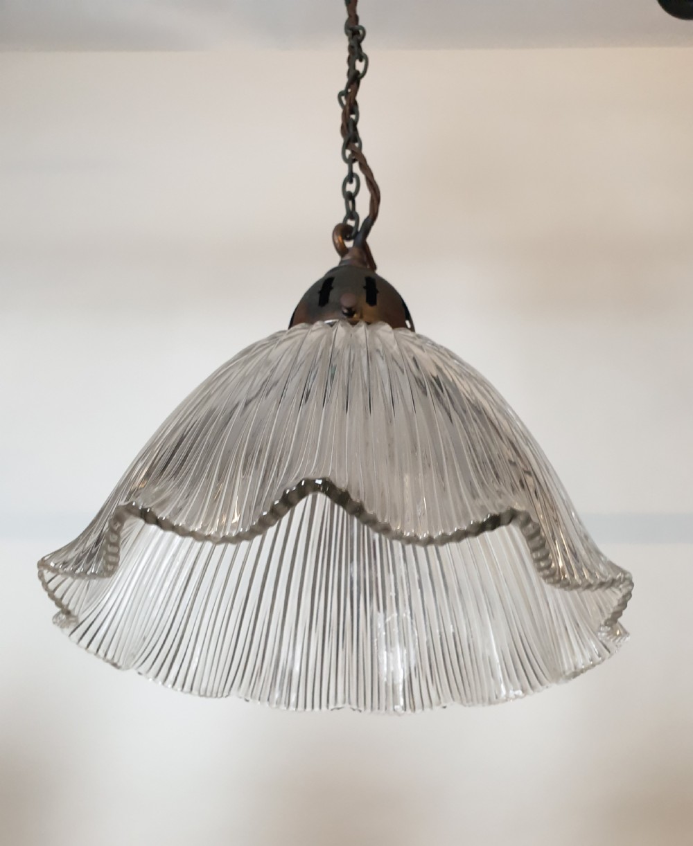 Set of 4 Holophane Ceiling Lights with Distressed Galleries, Rewired  View VIII