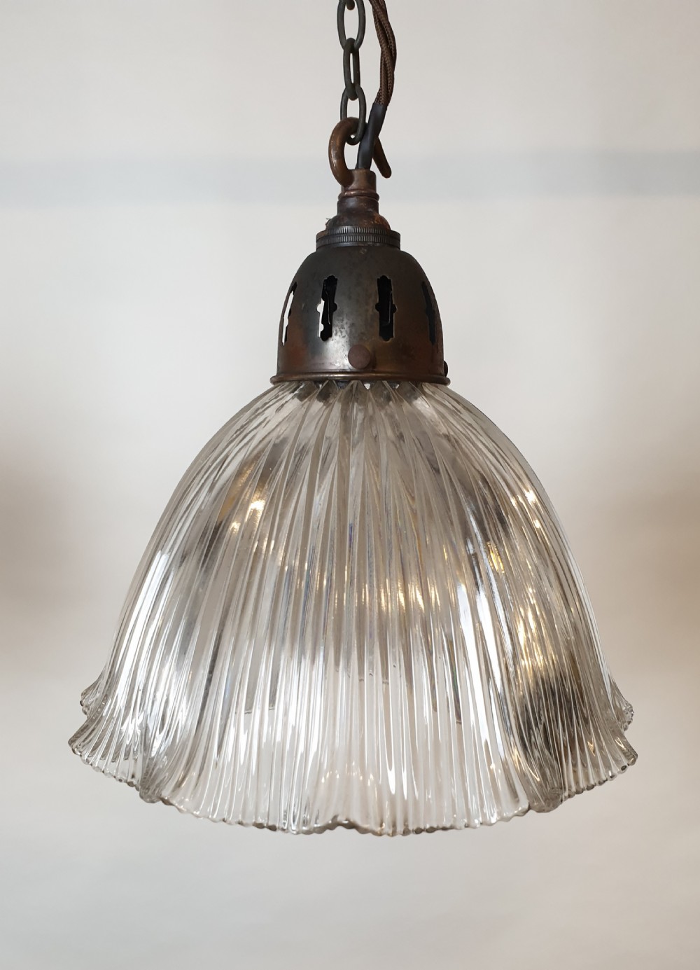 Set of 4 Holophane Ceiling Lights with Distressed Galleries, Rewired  View XII