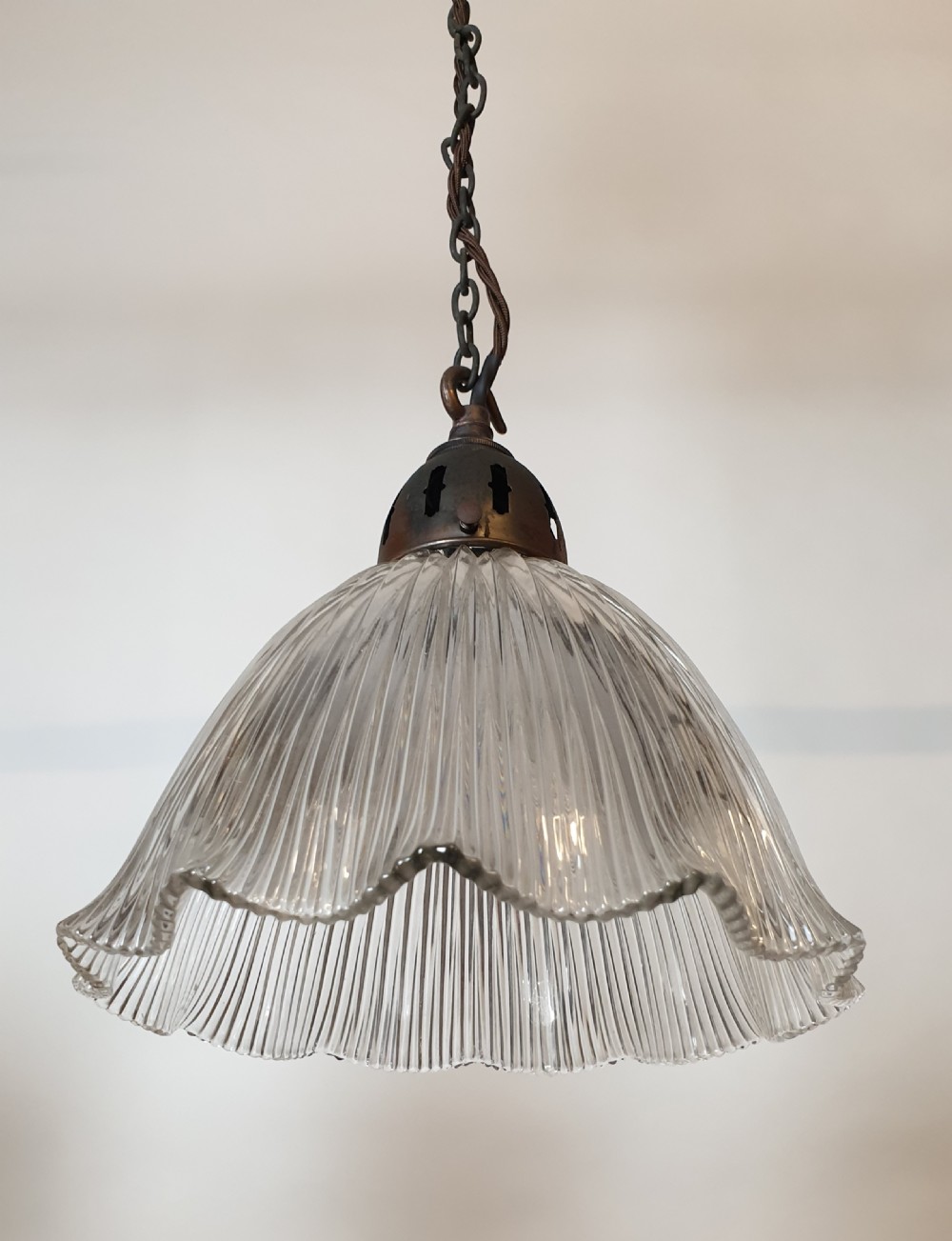 Set of 4 Holophane Ceiling Lights with Distressed Galleries, Rewired  View XIII