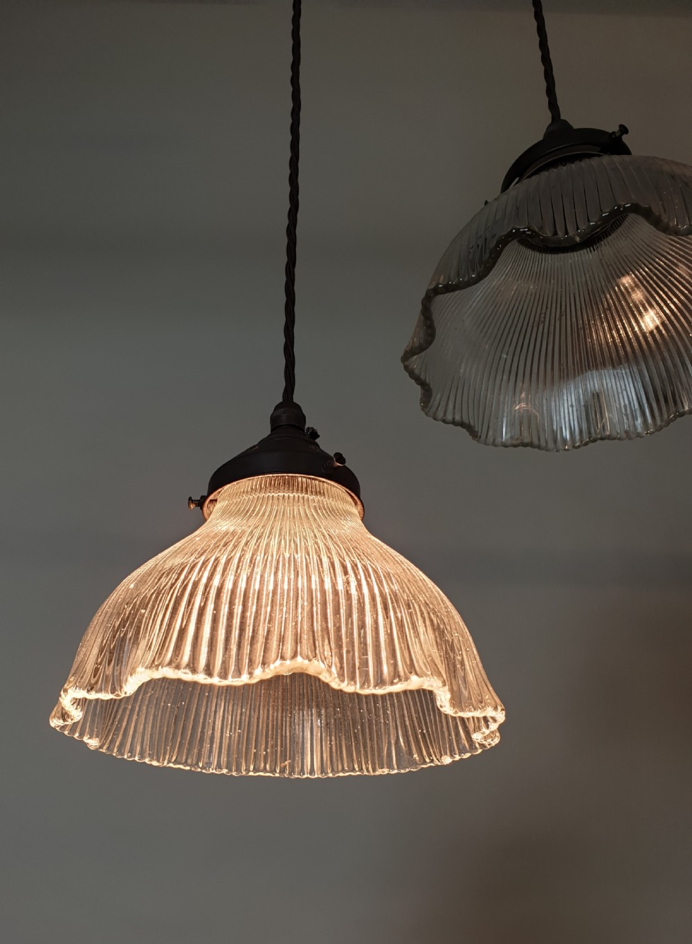 Set of 3 Prism Pendant Ceiling Lights, Rewired  View II