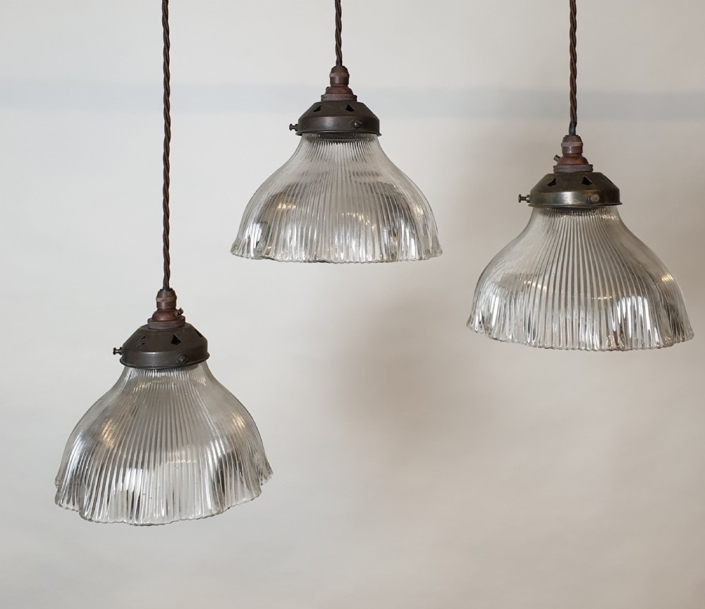 Set of 3 Prism Pendant Ceiling Lights, Rewired  View III
