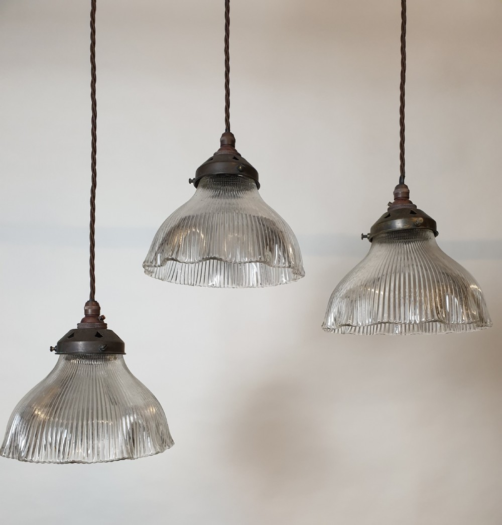 Set of 3 Prism Pendant Ceiling Lights, Rewired  View IX