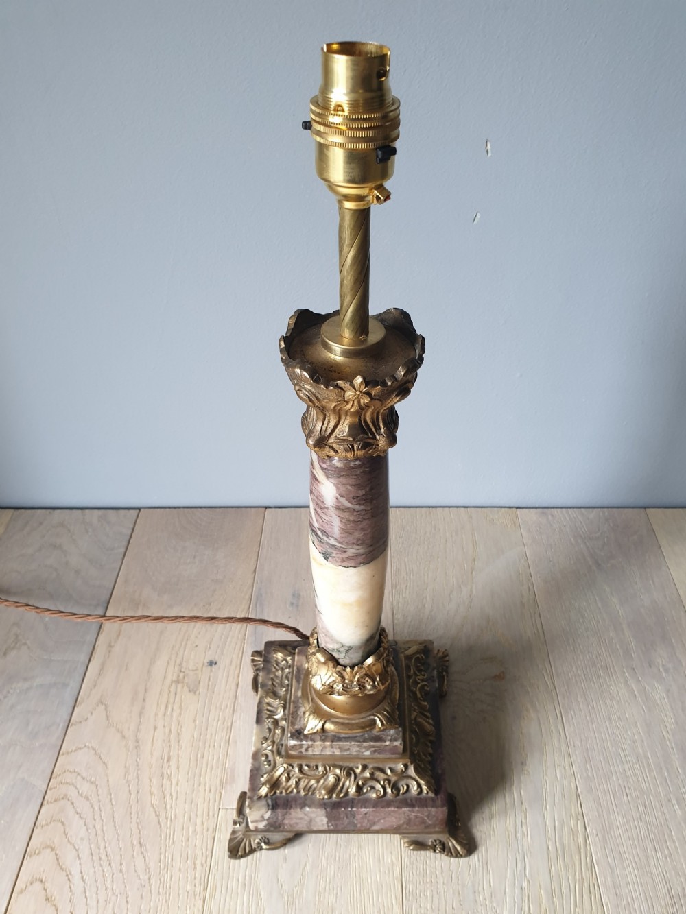 Italian Gilt Brass Marble Column Table Lamp, Rewired and PAT tested  View VI