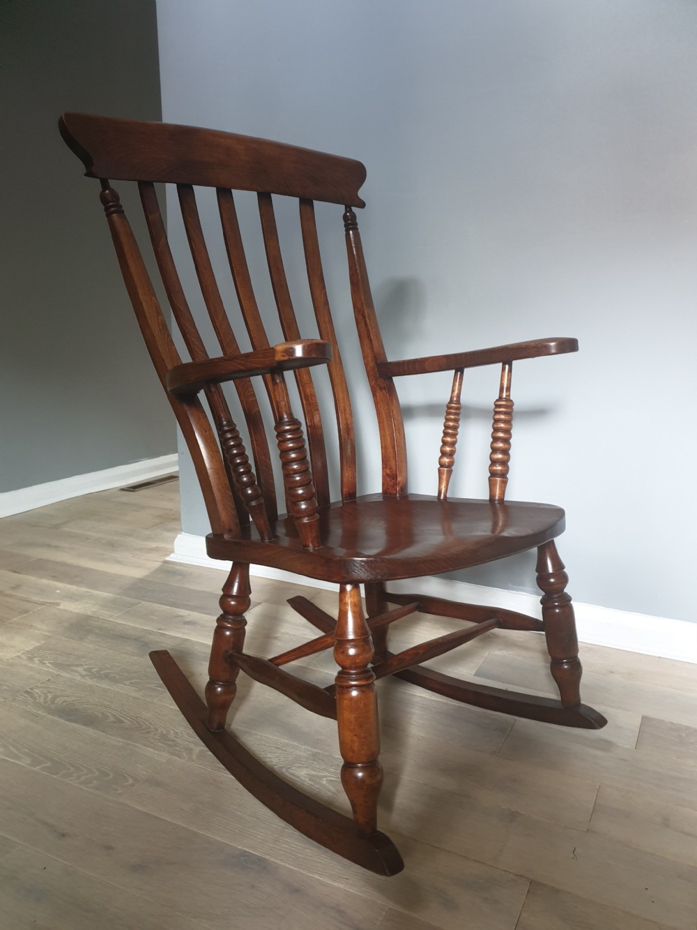 Victorian Bobbin Ash & Elm Splat Back Rocking Chair