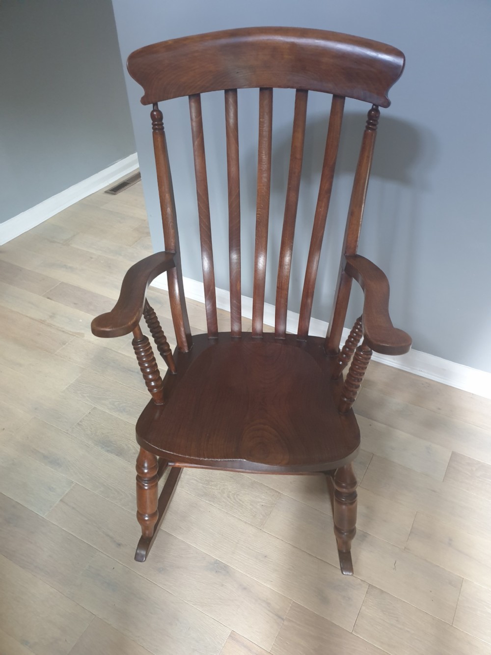 Victorian Bobbin Ash & Elm Splat Back Rocking Chair View III