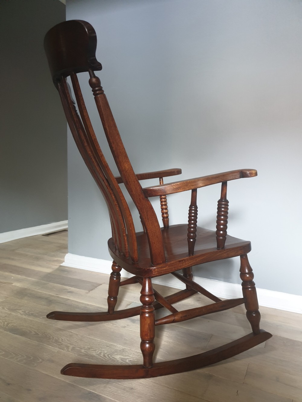 Victorian Bobbin Ash & Elm Splat Back Rocking Chair View V