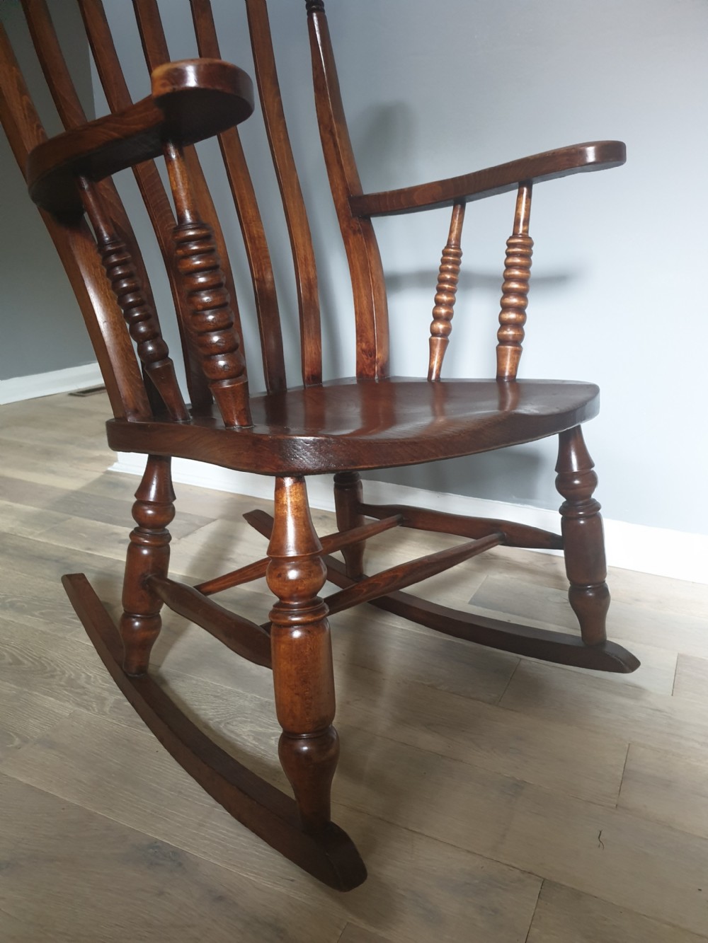 Victorian Bobbin Ash & Elm Splat Back Rocking Chair View VI