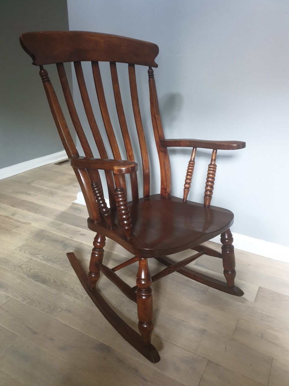 Victorian Bobbin Ash & Elm Splat Back Rocking Chair View VII
