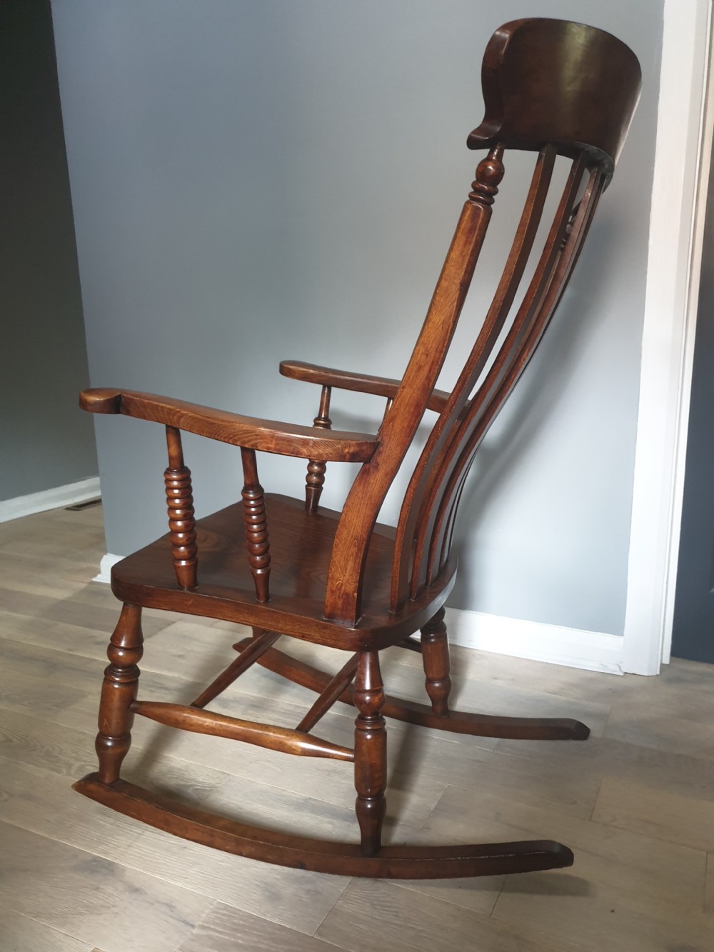 Victorian Bobbin Ash & Elm Splat Back Rocking Chair View IX