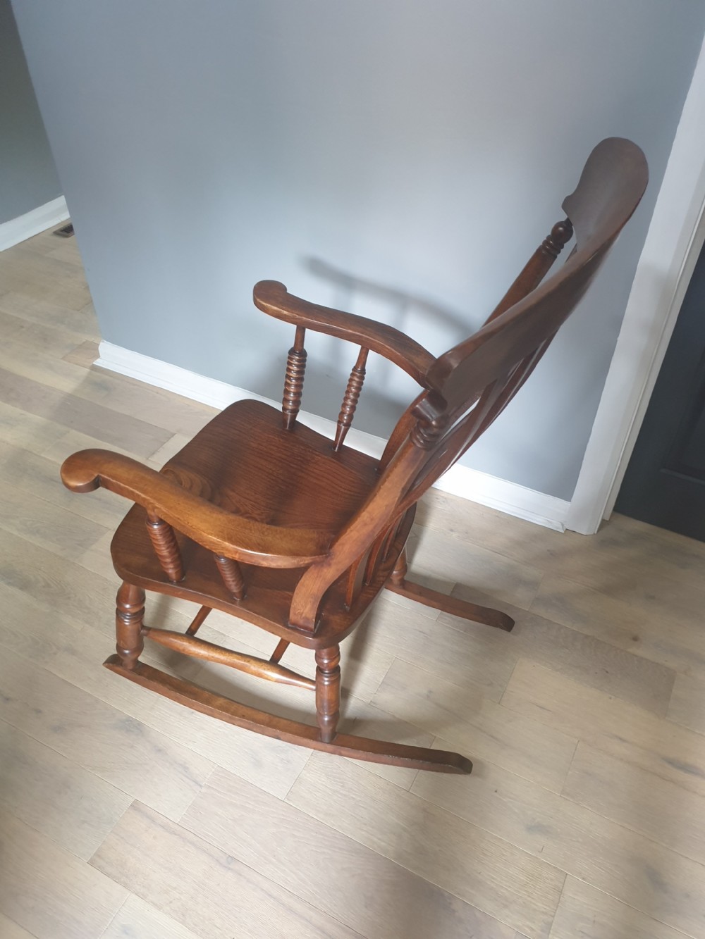 Victorian Bobbin Ash & Elm Splat Back Rocking Chair View X