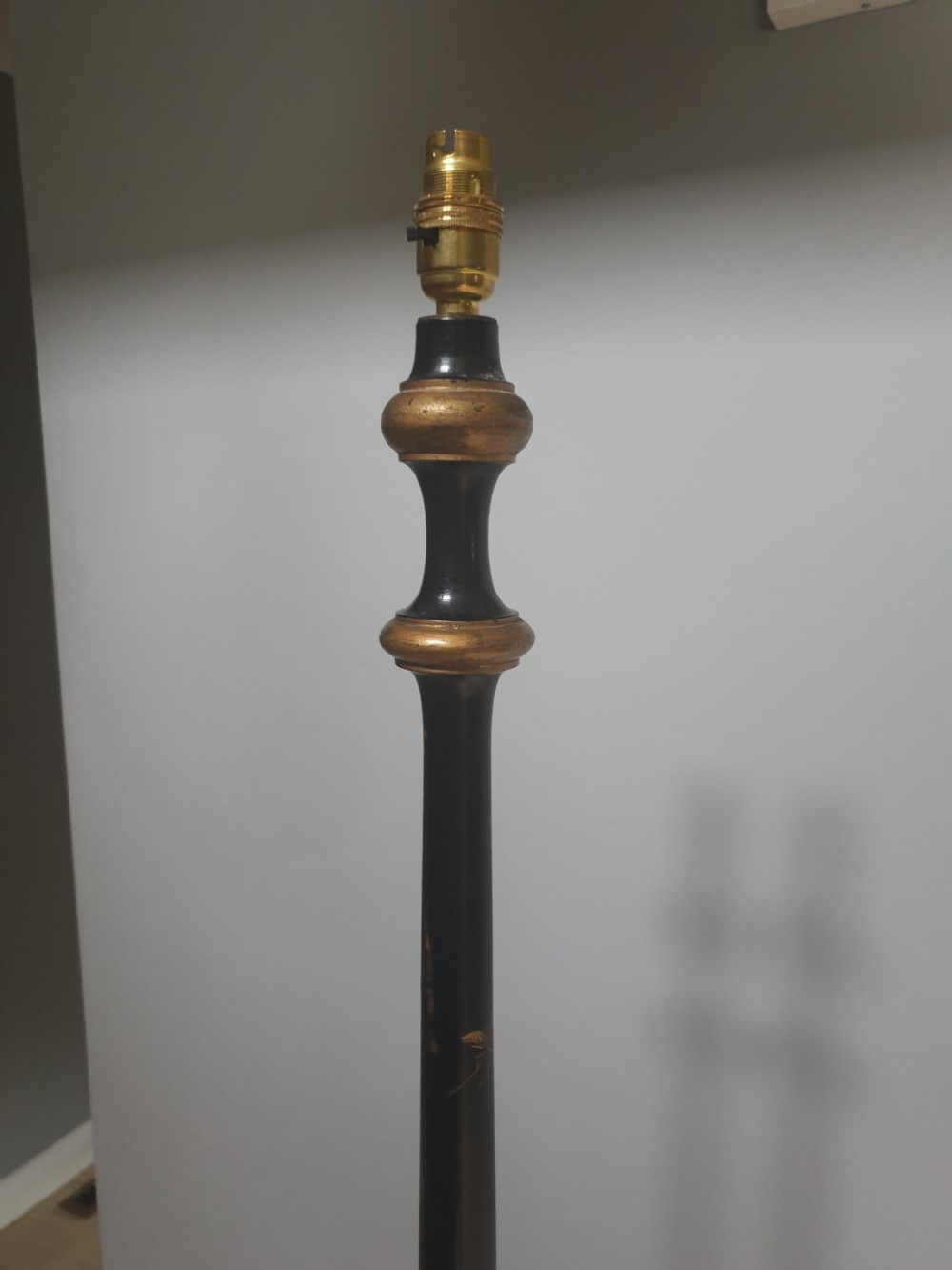 1920s Ebonised Chinese Decorated Standard Lamp, Rewired and PAT tested  View V