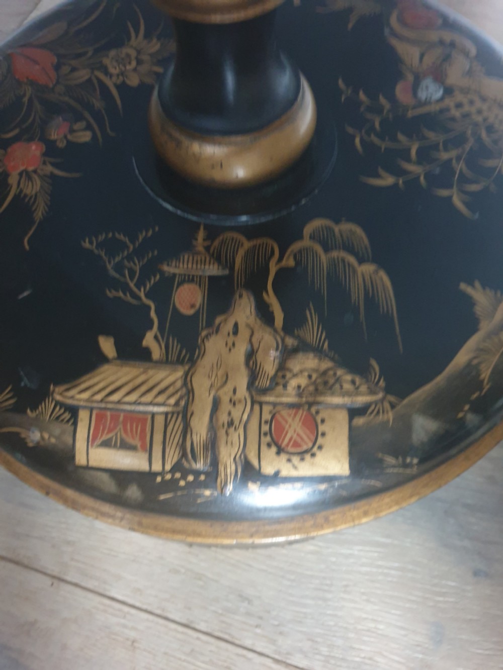 1920s Ebonised Chinese Decorated Standard Lamp, Rewired and PAT tested  View VII