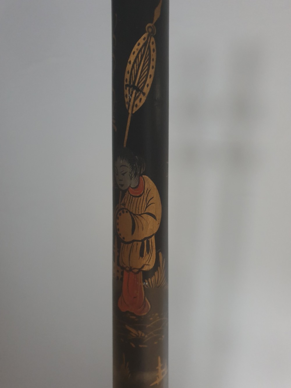 1920s Ebonised Chinese Decorated Standard Lamp, Rewired and PAT tested  View VIII
