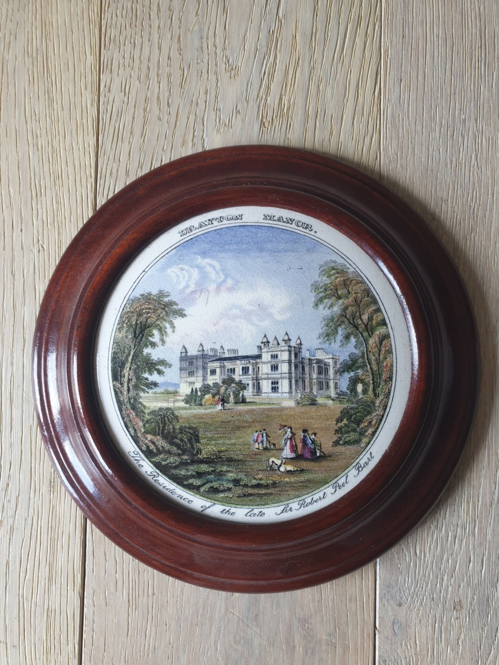 19th Century Pot Lid in a Mahogany Frame 