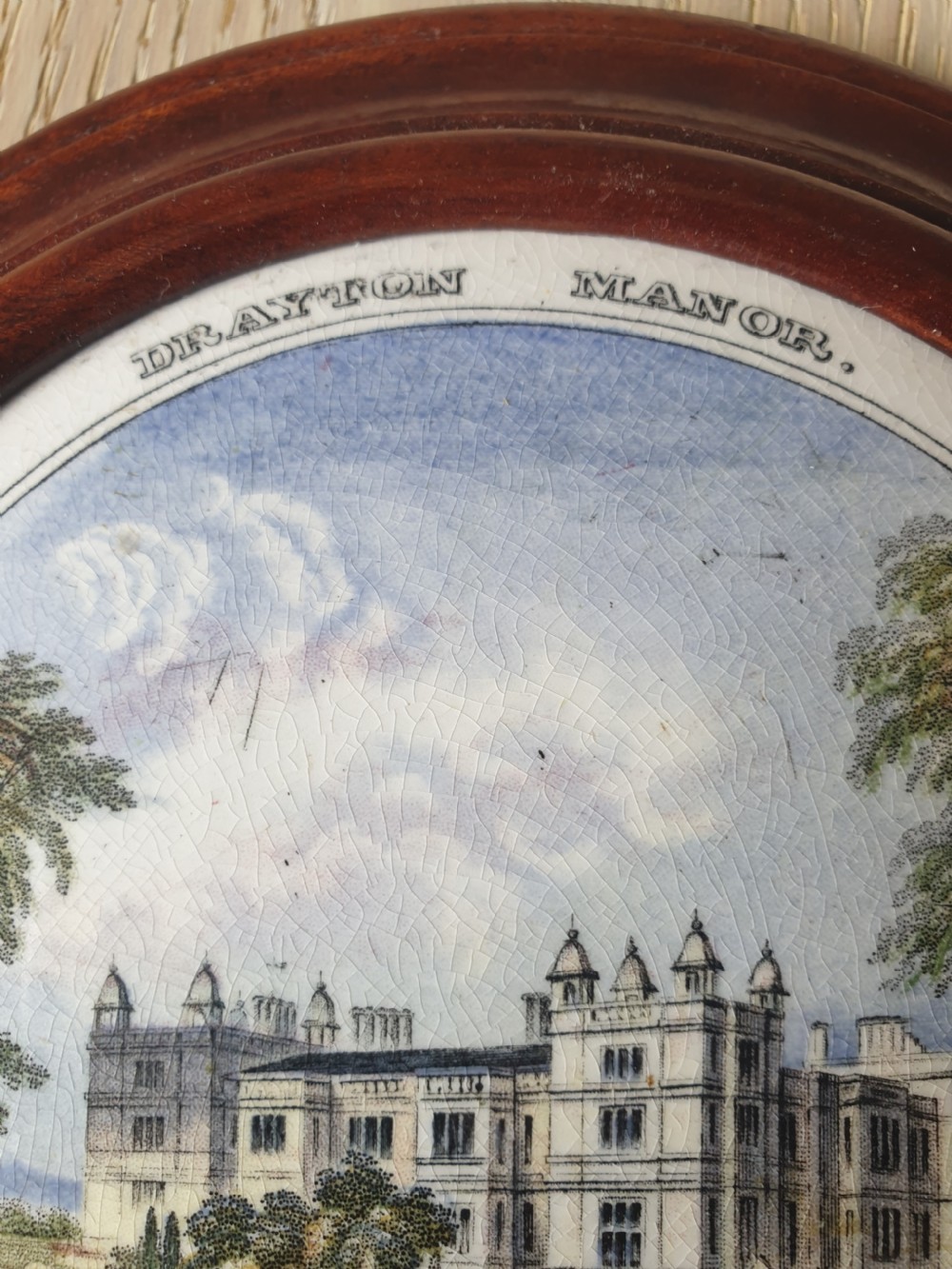 19th Century Pot Lid in a Mahogany Frame  View IV