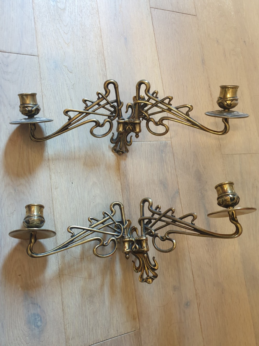 Pair of Emile Muller (1823-1889), Paris signed wall Piano Candles