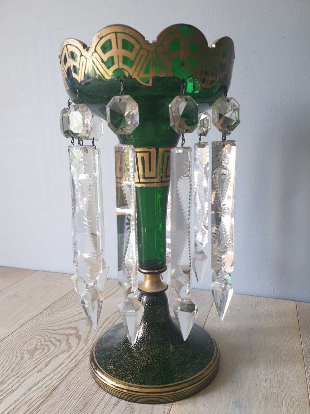 Victorian Green Crystal Lustres 